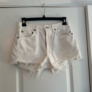 AGOLDE 24 Parker white cut off Jean shorts